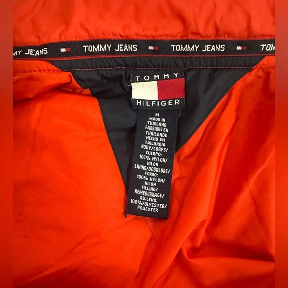 Tommy Jeans 2002 Vintage Quilted Puffer Logo Jacket Red Women’s Medium - Picture 3 of 7